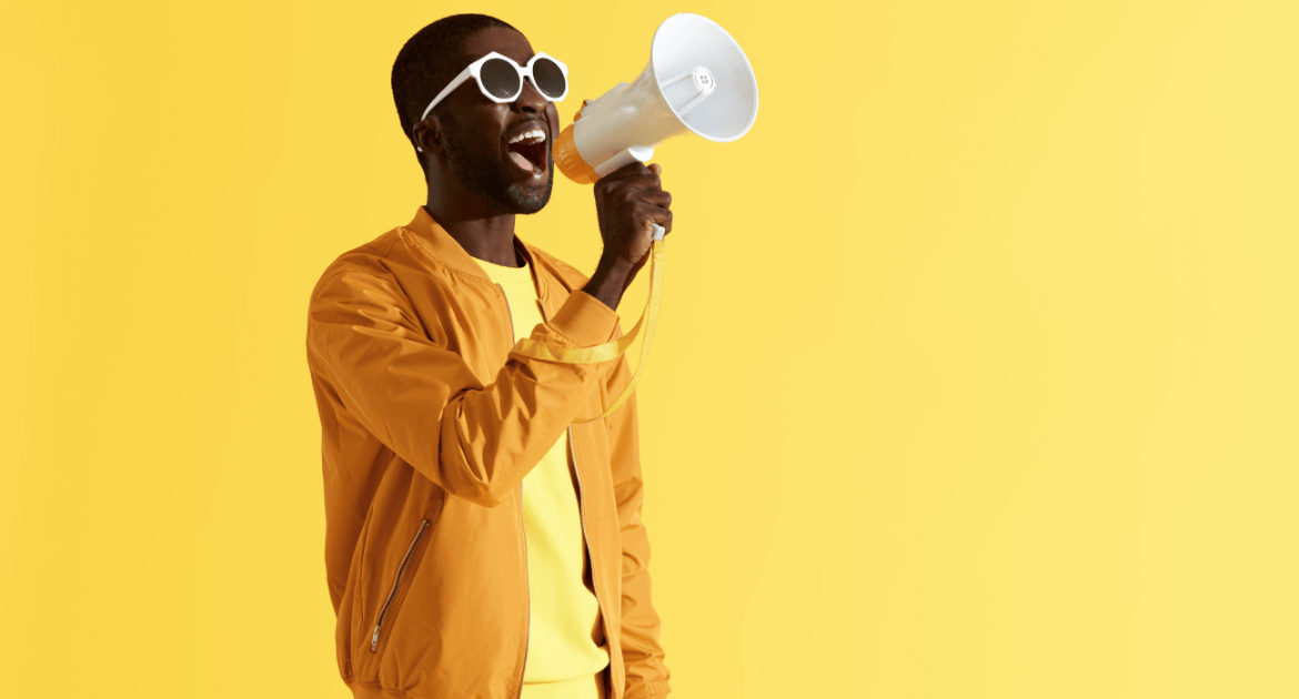 B2B Digital Advertising - Man announcing using megaphone