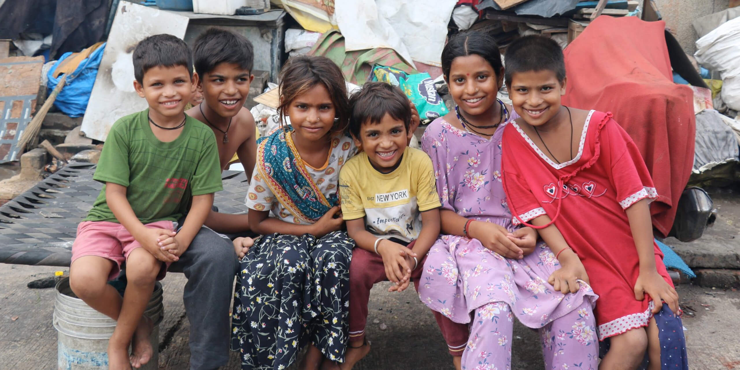 Young children living in the slums of India