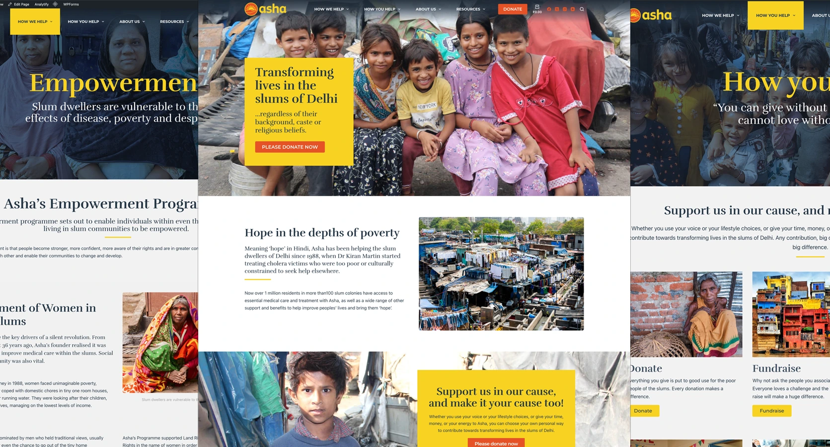 Asha India website screens