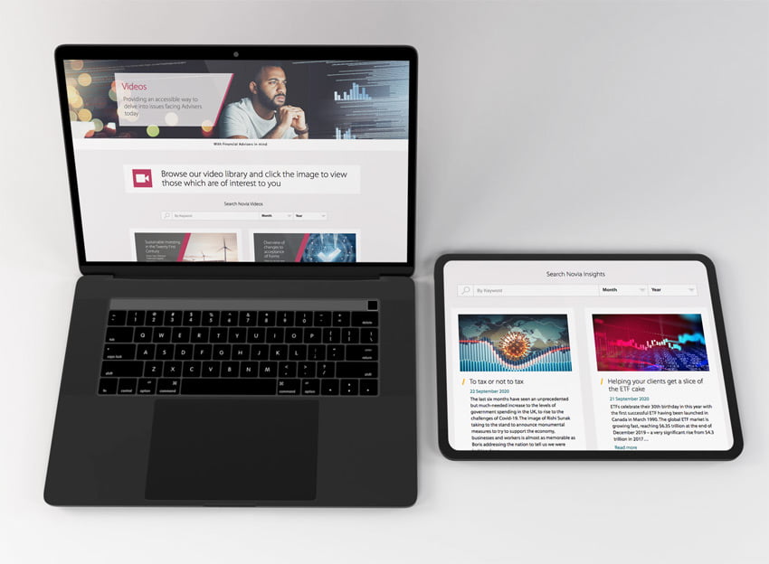 Display of novia financial website