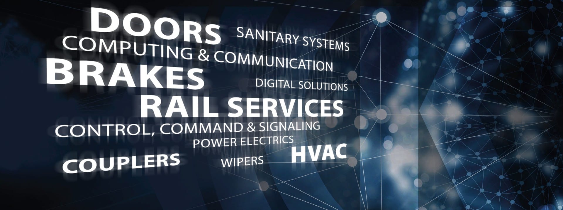 Graphic with words about rail services