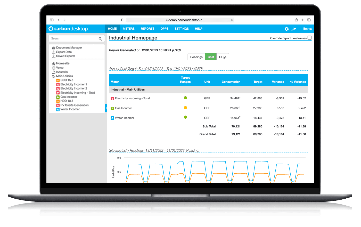 Carbon desktop app on a computer